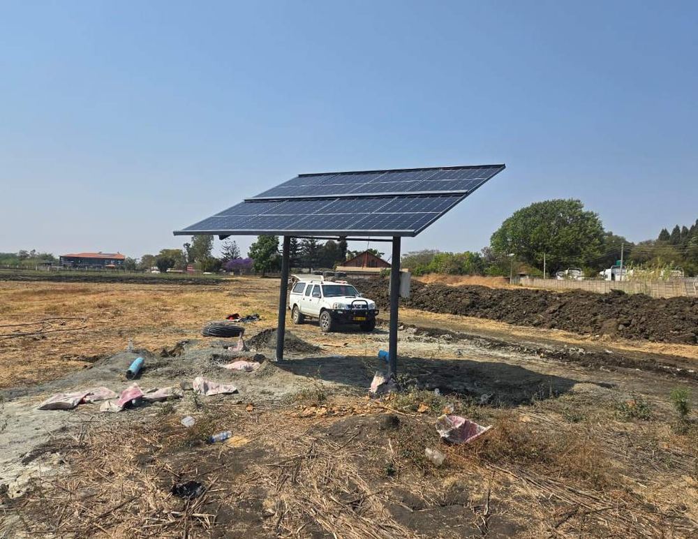 Solar borehole pump ground mount
